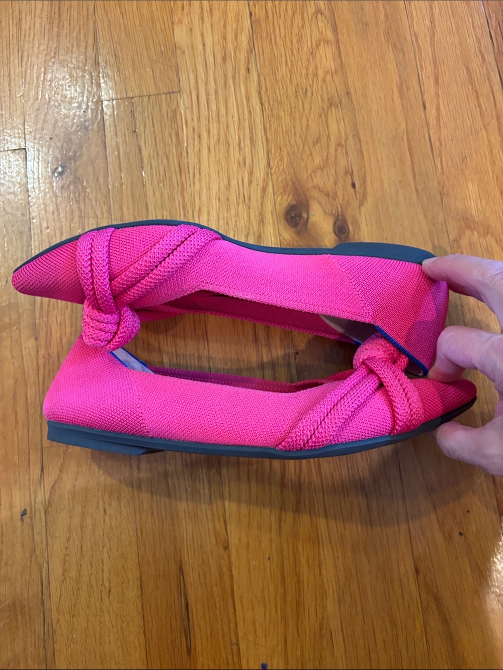 Rothy's Hot Pink Pointed-Toe Knot II Flats Sz 6 - Picture 5 of 6